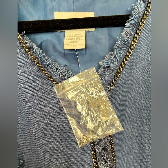 SOFT Surroundings Blue Linen Chambray Chain Lagenlook Coastal Jacket Blazer 3X - Picture 8 of 8